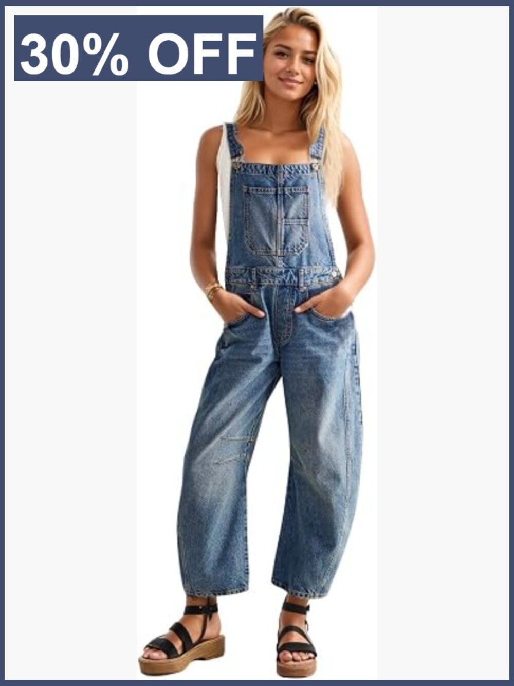 Women's Denim Overall Casual Straight Wide Leg Bib Jeans